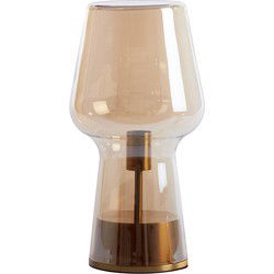 Light&living Tafellamp Ø17x45,5 cm TONGA glas amber+antiek brons