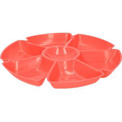 Hapjes/chips serveerschaal - oranje - D29 cm - vakjes dienblad - Serveerschalen
