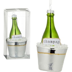 Kersthanger - 1x - glas - champagne fles - 14 cm - Kersthangers