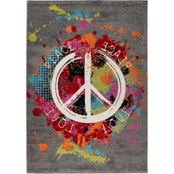 Tapijtenloods Freestyle Peace Vloerkleed Laagpolig Grijs Multi- 120x170 CM