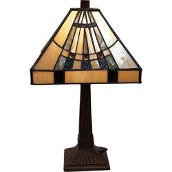 LumiLamp Tiffany Tafellamp 23x23x38 cm Beige Glas Bureaulamp