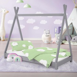 Kinderbed Tipi 80x160 cm lichtgrijs gemaakt van dennenhout Houten bed met lattenbodem ML design