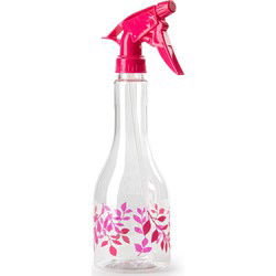 Plantenspuit met een inhoud van 500 ml - transparant - roze verstuiver - 27 cm - kunststof - Plantenspuiten