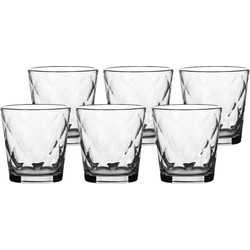 Waterglazen/drinkglazen set van 6x stuks 240 ml transparant kaleido relief - Drinkglazen