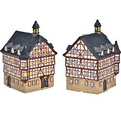 Wurm Lichthaus Rathaus Grünberg van porselein, Kleurrijk (B/H/D) 14x22x15cm