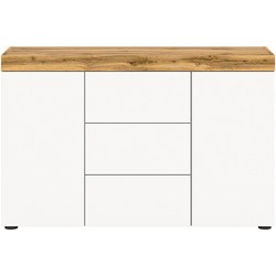 Eiken wit en wotan 2-deurs en 3-lades dressoir, L125 cm - MALIBU