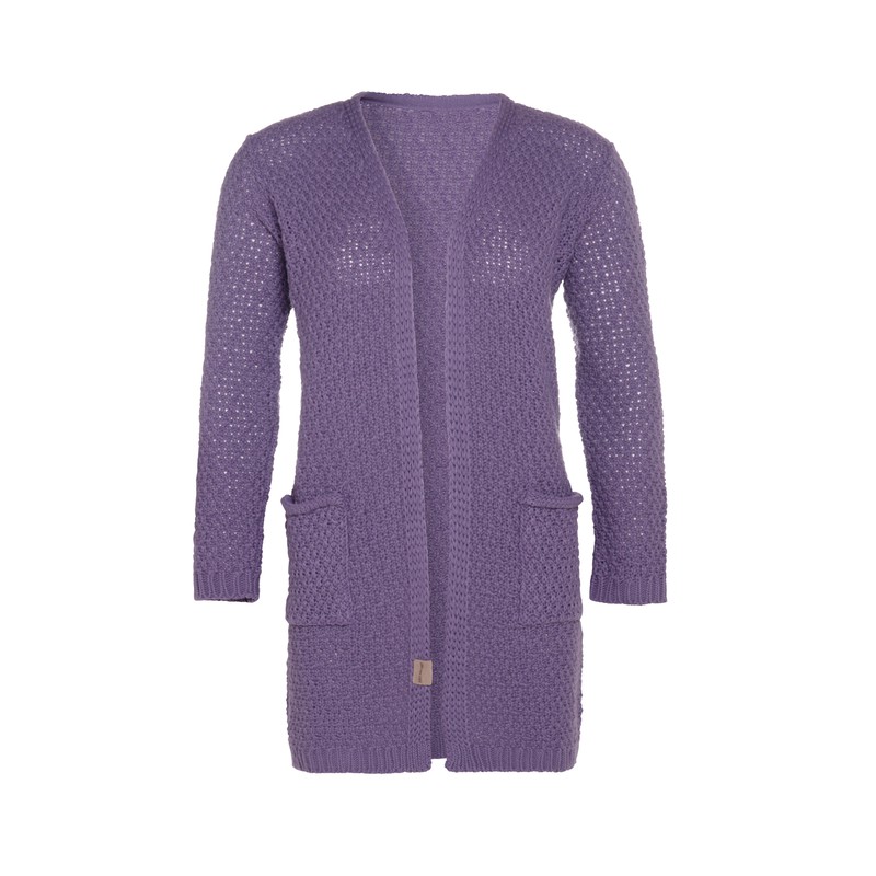 Knit Factory Luna Gebreid Dames Vest - Violet - 36/38 - Met steekzakken - 