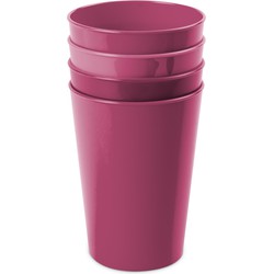 Hega Hogar Onbreekbare drinkglazen - 4x stuks - kunststof - fuchsia roze - 300 ml - camping/kinderen - Drinkglazen