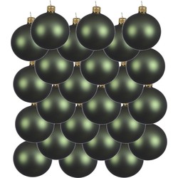 24x Glazen kerstballen mat donkergroen 6 cm kerstboom versiering/decoratie - Kerstbal