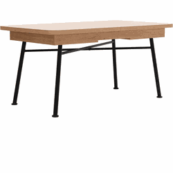 Uitschuifbare tafel van 160 tot 198 cm, eiken en zwart decor - NALA