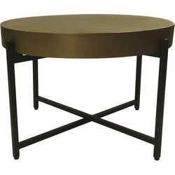 HSM Collection-Ronde Salontafel -ø70x50-Goud/Zwart-Metaal