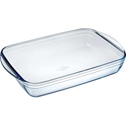 1x Ovenschalen/braadsledes rechthoekig van glas 3,6 liter 39 x 24 x 6 cm - Ovenschalen