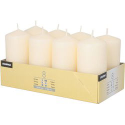 Conpax candles Stompkaarsen - 8x - creme wit - D5 x H10 cm - Stompkaarsen