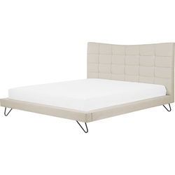 Beliani LANNION - Tweepersoonsbed-Beige-Polyester