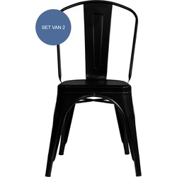 QUVIO Metalen stoel - Luciano - Zwart - 2 stuks