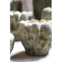 PTMD Bloempot Contina - 21x21x21 cm - Cement - Groen