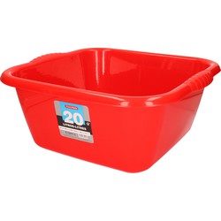 Plasticforte teiltje/afwasbak - plastic - 20L - 46x42x20cm - Rood - Afwasbak