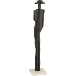 J-line - Figuur Persoon Aluminium/marmer Zwart/wit Small - 10.5x10.5x52cm