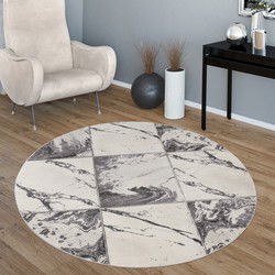Laagpolig Vloerkleed Kraline - Marmer Design - Zilver / Grijs - 160x230 cm