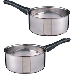 Steelpan - 2x - 16 x 7,5 cm - RVS - sauspan - 3-laags - pannetje - juspan - Steelpannen