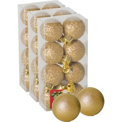 24x stuks kerstballen goud glitters kunststof 3 cm - Kerstbal