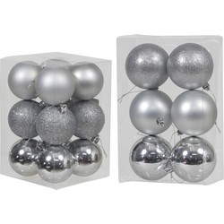 Kerstversiering set kerstballen zilver 6 - 8 cm - pakket van 54x stuks - Kerstbal