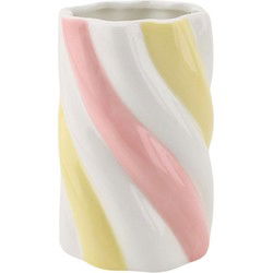 Vase - Marshmellow  - Dolomite - Yellow/Pink/ White - 10x10x15cm