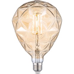Edison Vintage LED filament lichtbron Globe - Amber - G125 Deco - Retro LED lamp - 15/15/22cm - geschikt voor E27 fitting - Dimbaar - 4W 400lm 2700K - warm wit licht