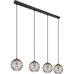 Industriële hanglamp Eusebius - L:100cm - E14 - Metaal - Zwart