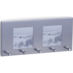 Sleutelrekje rechthoek zilver met foto vensters 29 cm - Sleutelkastjes