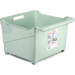 Plasticforte opberg Trolley Container - mintgroen - op wieltjes - L39 x B38 x H26 cm - kunststof - Opberg trolley