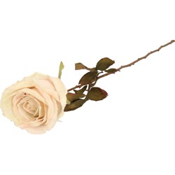 Top Art Kunstbloem roos Calista - wit creme - 66 cm - kunststof steel - decoratie bloemen - Kunstbloemen