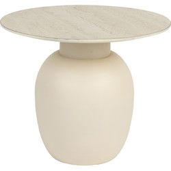Bijzettafel Rond - Beige Keramiek - 50x50x42cm - Karula