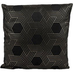 Sierkussen Velvet Geo - Zwart & Goud - 45 x 45 cm (incl. vulling)