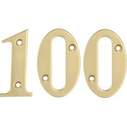 AMIG Huisnummer 100 - massief messing - 10cm - incl. bijpassende schroeven - gepolijst - goudkleur - Huisnummers