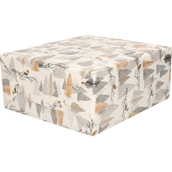 1x Rollen inpakpapier/cadeaupapier Kerst print goud/zilver vogels en bomen 250 x 70 cm luxe kwaliteit - Cadeaupapier