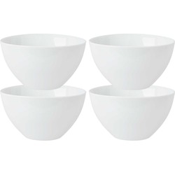 Kommetjes/serveer schaaltjes - 4x - Tokyo - porselein - D13 x H7.5 cm - ivoor wit - Stapelbaar - Kommetjes