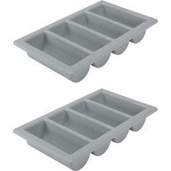 Horeca bestekbak/bestekhouder - 2x - 53 x 32 x 10 cm - 4 vakken - Bestekbakken