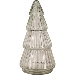 Clayre & Eef Glazen potje Kerstboom  Ø 11x21 cm Transparant Glas Voorraadpot Deksel