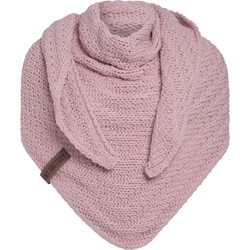 Knit Factory Sally Gebreide Omslagdoek - Driehoek Sjaal Dames - Roze - 220x85 cm - Grof gebreid
