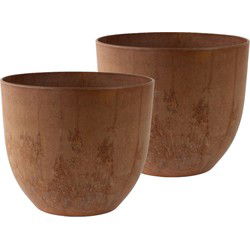 Ter Steege Plantenpot - 2x - terra bruin - kunststof - 33 x 29 cm - Plantenpotten