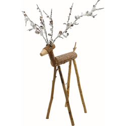 Decoratief bruin houten kerst rendier H100