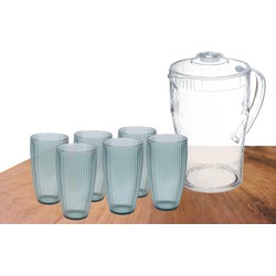 Excellent Houseware grote waterglazen 650 ML en karaf 2 Liter van kunststof - Drinkglazen