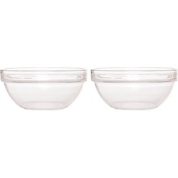 2x Salade serveerschalen glas 20 cm - Saladeschalen