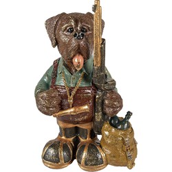 Clayre & Eef Beeld Hond 20x13x32 cm Bruin Groen Polyresin