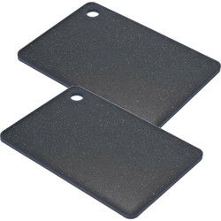 Excellent Houseware snijplank - 2x stuks - zwart gemeleerd - kunststof - 27 x 20 cm - Snijplanken
