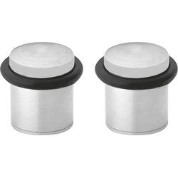 AMIG Deurstopper/deurbuffer - 2x - D25mm - inclusief schroeven - mat rvs  - Deurstoppers