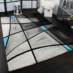 Laagpolig Vloerkleed Briloda - Grijs / Turquoise - 120x170 cm