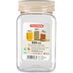 Voorraadpot/bewaarpot - 500 ml - kunststof - beige - B7 x H13 cm - Voorraadpot