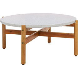 Salontafel Acacia Naturel/Wit - 84,5x84,5x38,5cm - Terracina